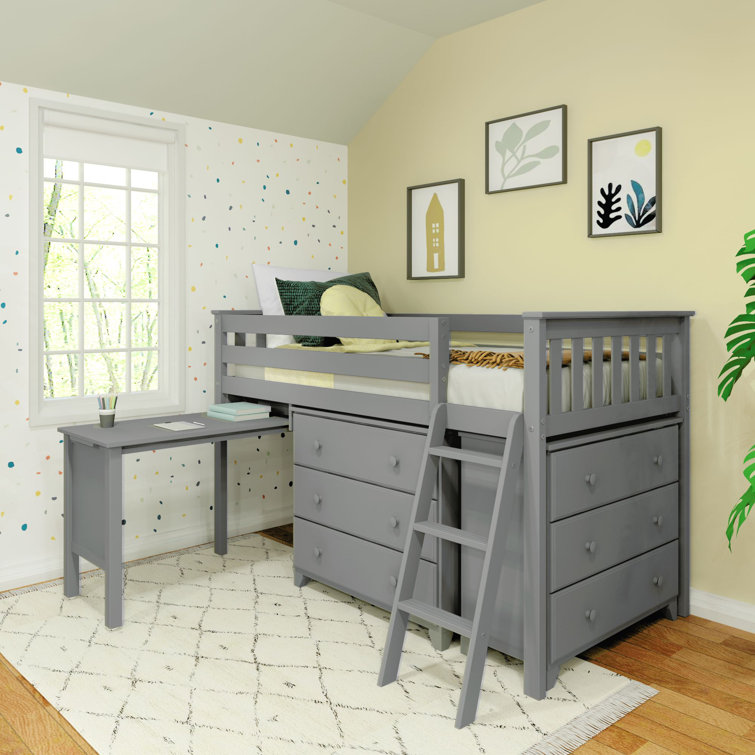Harriet Bee Dylanne Twin Solid Wood Loft Bed with BuiltinDesk by